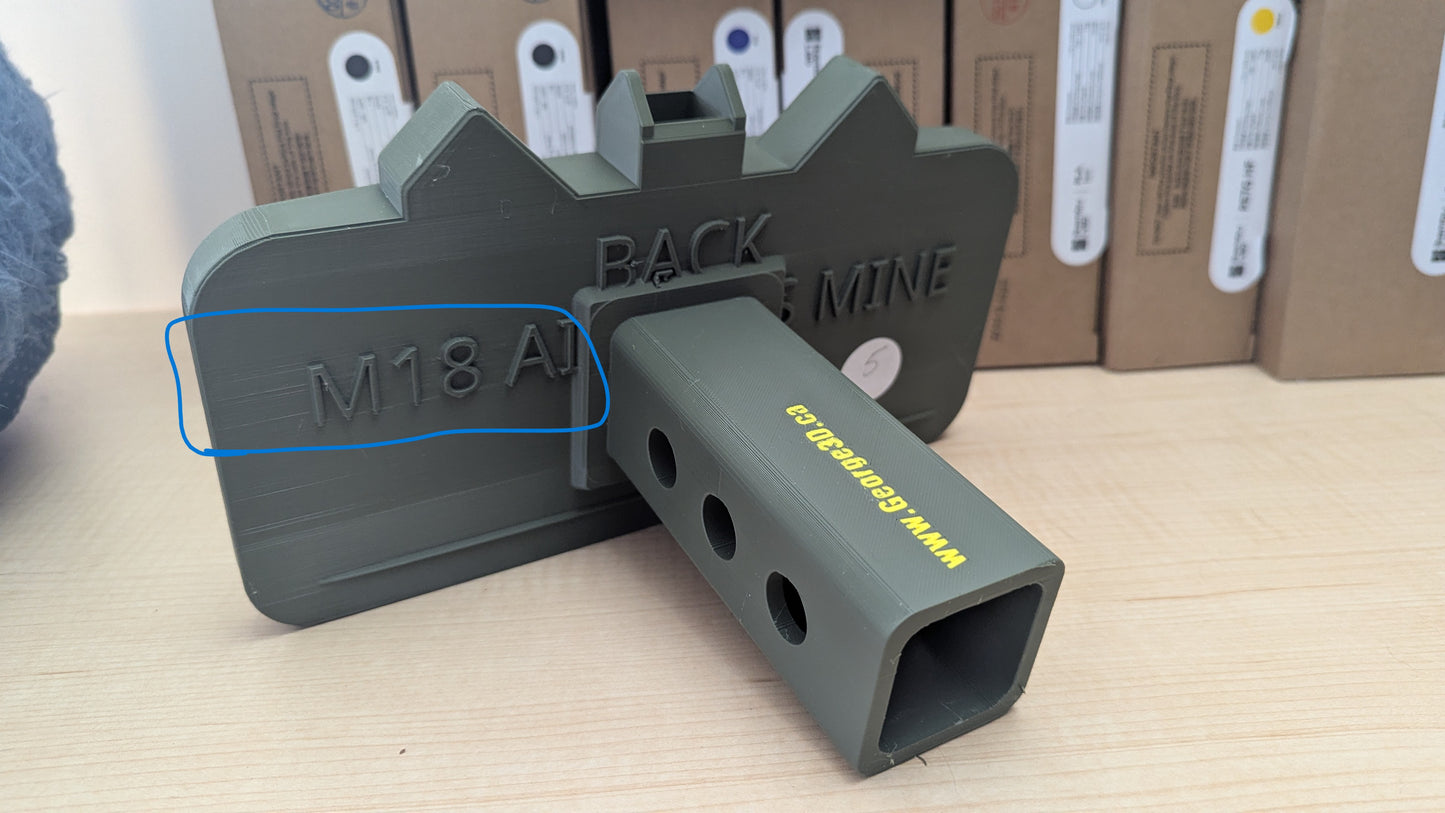 Claymore Hitch Receiver Cover - IA and STOPPAGES SALE Item #5 - Large, 2 Inch, OG/Yellow